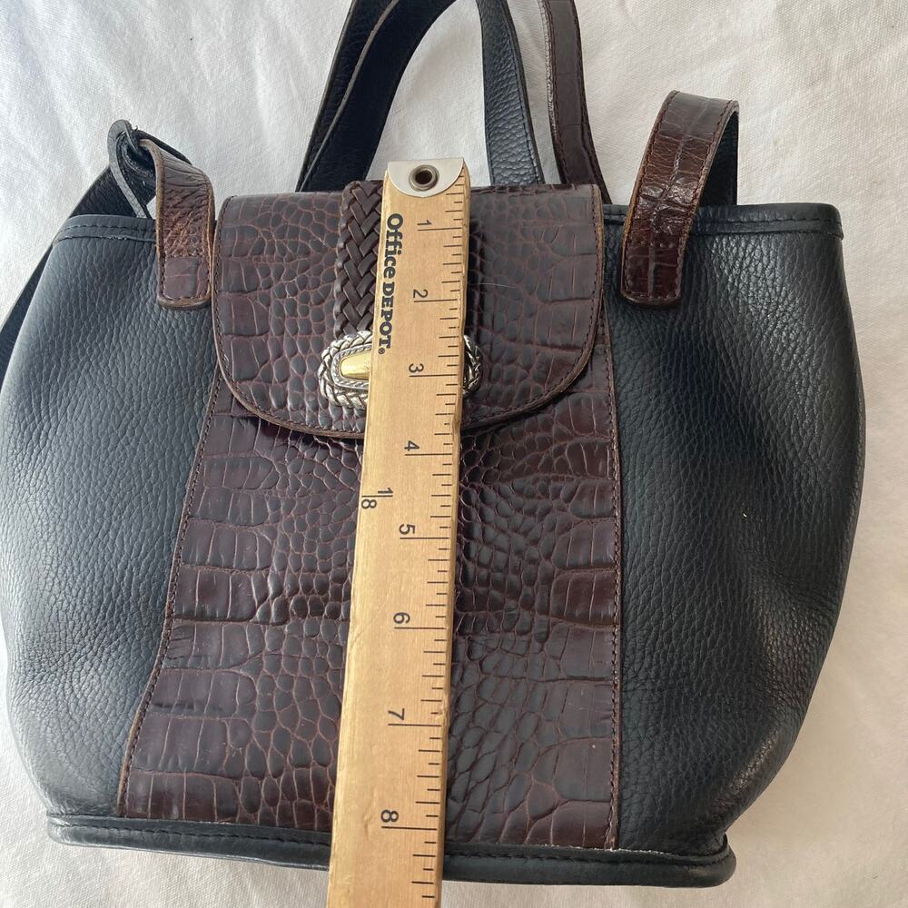 Vintage Brighton Black Brown Croc Embossed Leather Shoulder Bag - Picture 11 of 12